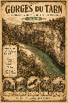 Affiche illustrée Gorges du Tarn dans un style ancien sépia