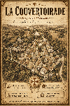 Affiche illustrée Cité templière et hospitalière de La Couvertoirade dans un style ancien sépia