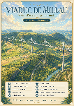 Affiche illustrée du viaduc de Milhau dans un style ghibli