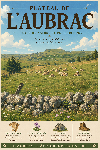 Affiche illustrée Plateau de l'Aubrac dans un style ghibli
