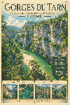 Affiche illustrée Gorges du Tarn dans un style ghibli