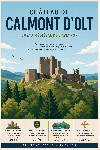 Affiche illustrée Château de Calmont d'Olt dans un style moderne simplifié