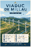 Affiche illustrée du viaduc de Milhau dans un style moderne simplifié