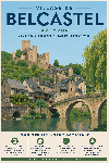 Affiche illustrée Village de Belcastel dans un style moderne simplifié