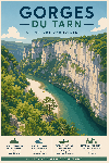 Affiche illustrée Gorges du Tarn dans un style moderne simplifié