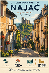 Affiche illustrée Village médiéval de Najac dans un style moderne simplifié