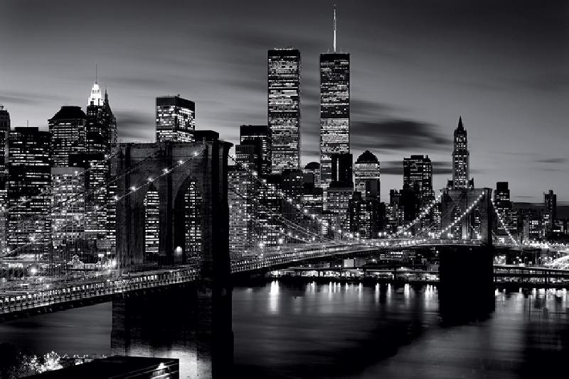 Poster noir & blanc du pont de Brooklyn à New York